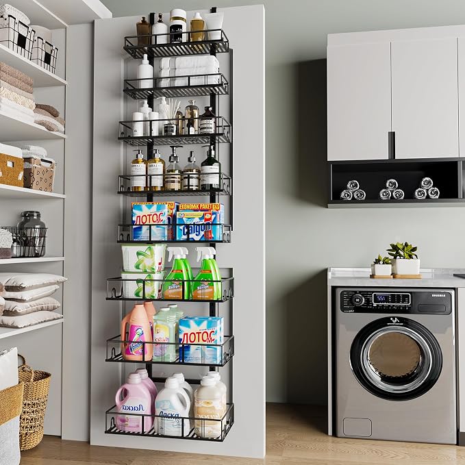 Bunoxea Black 8-Tier Over The Door Pantry Organizer, Pantry Organization And Storage, Metal Hanging Spice Rack Shelves Door, Home & Kitchen Essentials, Laundry Room Bathroom Organization - Image 9
