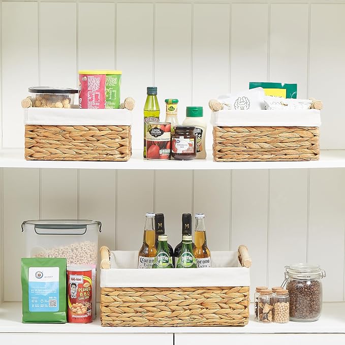 Wicker Storage Basket, 3-Packs Water Hyacinth Storage Baskets for Organizing, Large Cube Storage Organizer Baskets Bins with Handles for Shelves Decor, Small Toilet Paper Storage Basket - Image 8