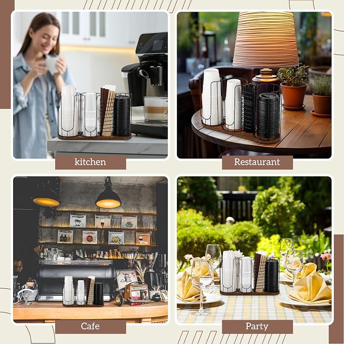 18oz Coffee Cup & Lid Dispenser with Base(4-compartment Single, Color 1) - Image 7