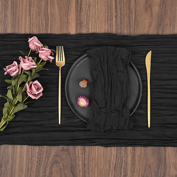fani 100 Pack Gauze Cheesecloth Napkins, 20 x 20 in, Black | Wrinkled Table Napkins, Soft Cotton, Rustic Decorative, Weddings, Party, Dinner Table, Everyday Use - Image 8