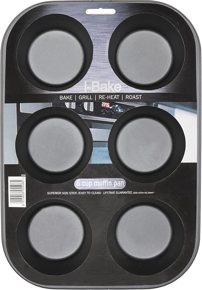 I-Cook 5508 6 Cup Deep Muffin pan, Carbon, Multicolour - Image 5