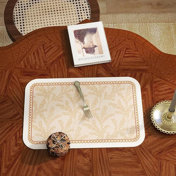 Vinyl Waterproof Placemats Set of 6 Rectangular,12"*17"-Flora C | Wipeable Beautiful Print Place Mats,Stain Resistant,Heat Resistant,Everyday Meals,Kitchen,Dinning,Holiday,Decor - Image 6