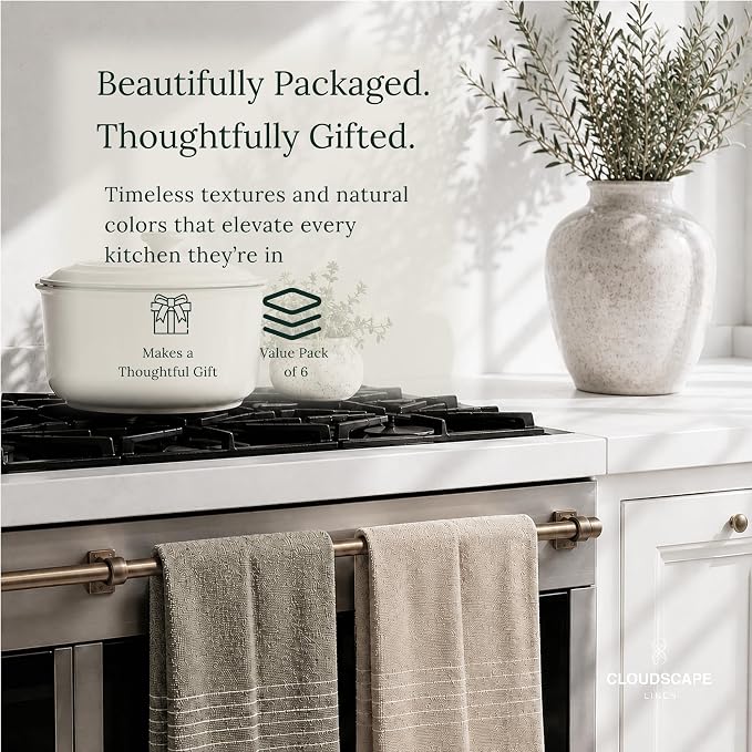 CSL Kitchen Towels Cotton, Pack of 6, Absorbent Dish Towel, 18x28 - BOR - Image 9