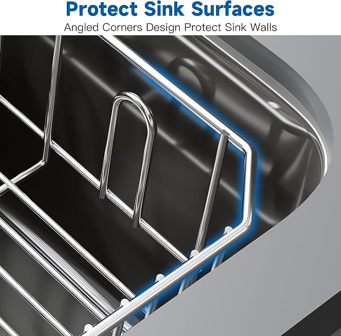 JASIWAY in Sink Dish Drying Rack, Stainless Steel Small Dish Drainer | Perfect Fit 12"x14" Double Bowl Sink, Counter Space Saving for Kitchen, Apartment, Sturdy Dish Dryer with Utensil Holder - Image 9