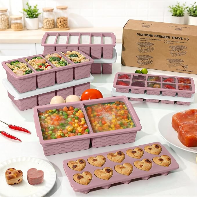 Silicone Freezer Molds for Food, 5-Pack with Steel Rim for Meal Prep | 100% Food-Grade Silicone, BPA-Free, Oven and Dishwasher Safe. Perfect for Freezing Lasagna, Casseroles, Soups & Sauces - Image 7