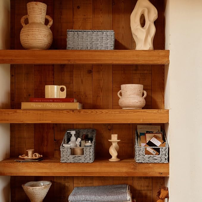 Granny Says Wicker Basket With Lid, Wicker Storage Baskets For Shelves | Woven Baskets With Lids, Wicker Baskets For Storage, Decorative Storage Boxes, Woven Stackable Basket with Lid for Organizing - Image 8