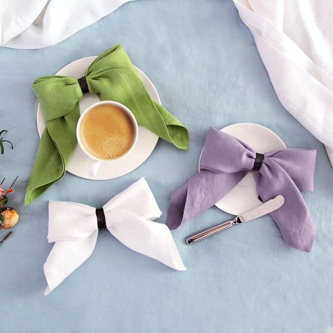 100% Linen Dinner Napkins 20x20 Inch,Soft and Breathable French Flax Cloth Napkins,Stone Washed Set of 4(White) - Image 8