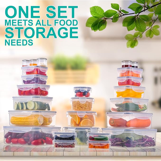 RockBerry 50 Pcs Large Food Storage Containers with Lids Airtight-85 OZ to small Containers-Total 526OZ Stackable Kitchen Set -BPA Free Leak proof containers- Freezer Microwave safe | Total 526 Oz BPA Free Plastic Stackable Containers For kitchen Pantr... - Image 8