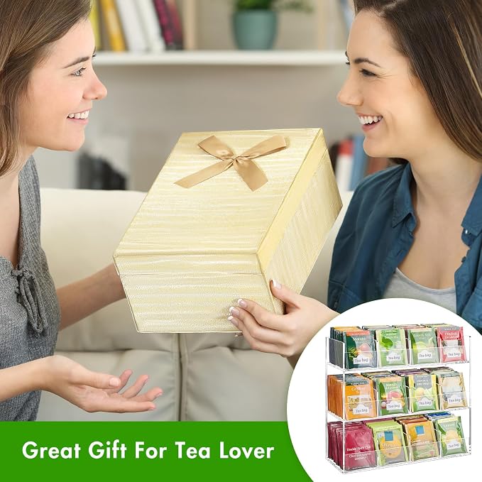 BEYGORM Acrylic Tea Bag Organizer for 216 Tea Packets | No Assembly Required Display Holder for Countertop, Vertical Tea Bag Caddy for Cabinet, Tea bar Accessories, Teabags Storage - Image 6