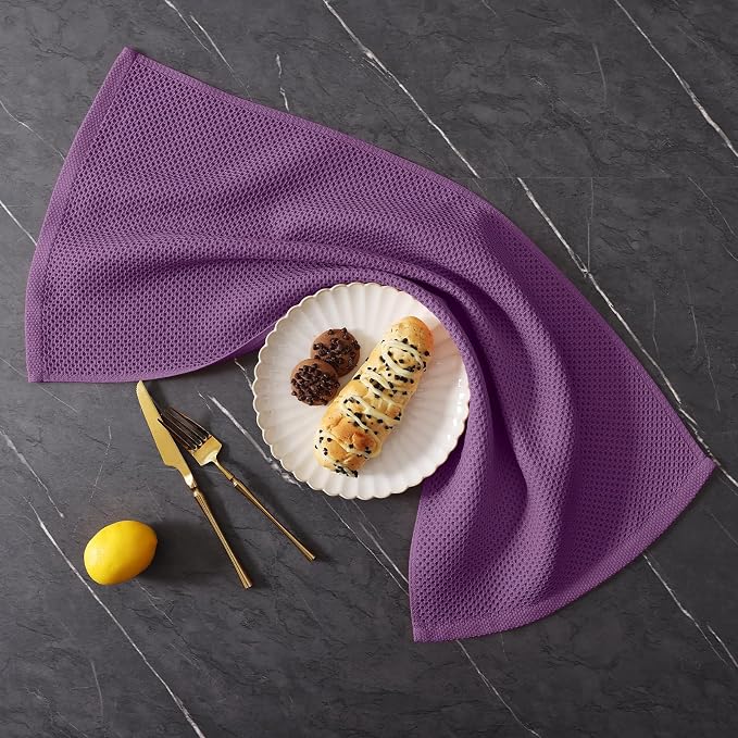 Homaxy 12 Pack 100% Cotton Kitchen Towels and Dishcloths Set, Purple | 12 x 12 Inches and 13 x 28 Inches Kitchen Towels Set, Ultra Soft Absorbent Dish Cloths for Washing Dishes - Image 9