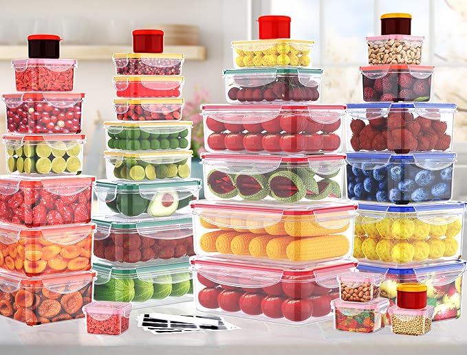 70 Pcs Large Food Storage Containers with Lids Airtight-2500ML to Small Box,Total 22812 ML Stackable Kitchen Bowls Set(35 Containers,35 Lids)-BPA Free Leak proof Plastic Boxes-Microwave safe - Image 7