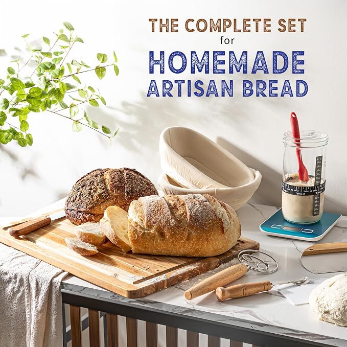 Sourdough starter kit, Inclusive sourdough bread baking supplies. Sourdough Starter Jar, banneton bread proofing basket, dough whisk,Includes all bread making tools. - Image 7