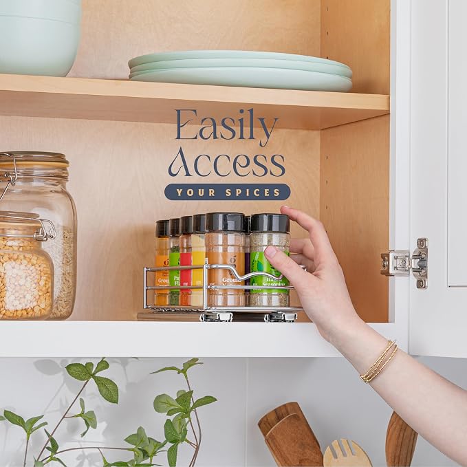 Pull Out Cabinet Organizer for Spices, Cans 4-1/2"W x 10-1/2"D x 2-3/4”H | Heavy Duty with Lifetime Limited Warranty, Pull Out Spice Rack, Cabinet Pull Out Shelf for Cans, Dishes, Etc, Easy to Reach - Image 7