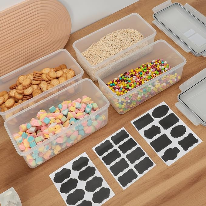 VINATO 3.2L Kitchen Storage Box - Set of 4, Airtight Plastic Food Storage Jars with Lids for Cereal, Pasta, Flour - Image 7