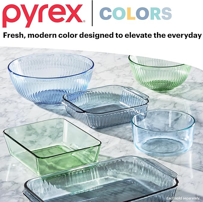 Pyrex Colors Tinted (4-PC) Large Rectangular Food Storage Container Set, Snug Fit Non-Toxic Plastic BPA-Free Lids, Freezer Dishwasher Microwave Safe, 6 Cup & 11 Cup - Image 5