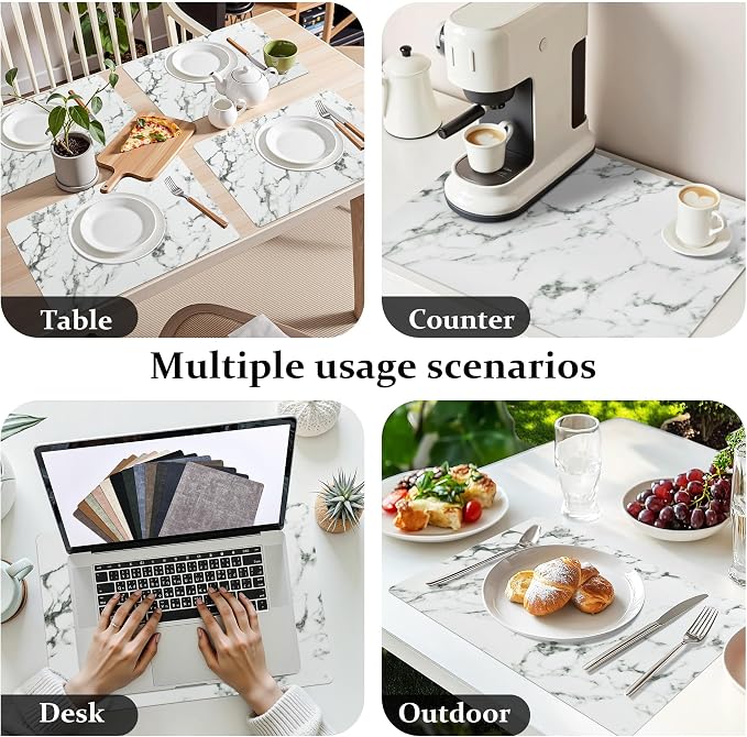 FROMHEART Faux Leather PU Placemats Set of 8 (Marble,11.8" x 17") | Waterproof,Heat/Oil Stain-Resistant Table Mat–Reversible,Non-Slip,Easy to Clean Place Mats for Kitchen,Dining,Indoor/Outdoor - Image 7