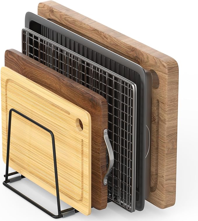 Cutting Board Organizer Kitchen Organizer Rack for Cutting Board, Bakeware, and Cookie Sheet, 5-Slot Heavy-Duty Steel Cookware Holder,Rust-Resistant with Anti-Slip Feet (2, Large) - Image 9