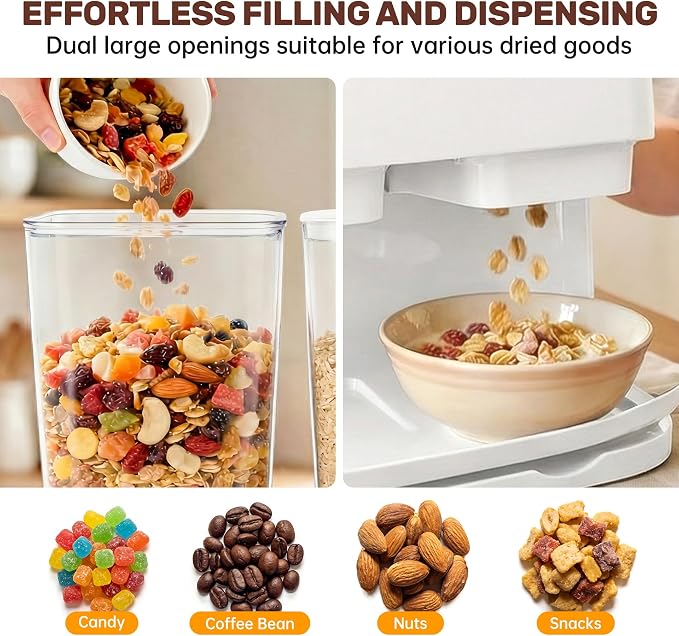 Cereal Dispenser Countertop 2 Pack 3L, 6L Large Dual Control | Airtight Cereal Containers Storage for Kitchen Pantry, Dry Food Dispenser for Cereal, Rice, Grains, Candy, Coffee Beans - Image 7