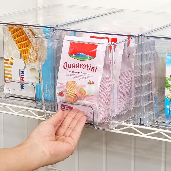 Vtopmart 4 Pack Stackable Clear Pantry Storage Drawers, Large | Large Clear Drawers with Handles. Stackable, Easy to Assemble, Non-slip and Sturdy for Pantry, Kitchen, Cabinet & Bathroom. - Image 8
