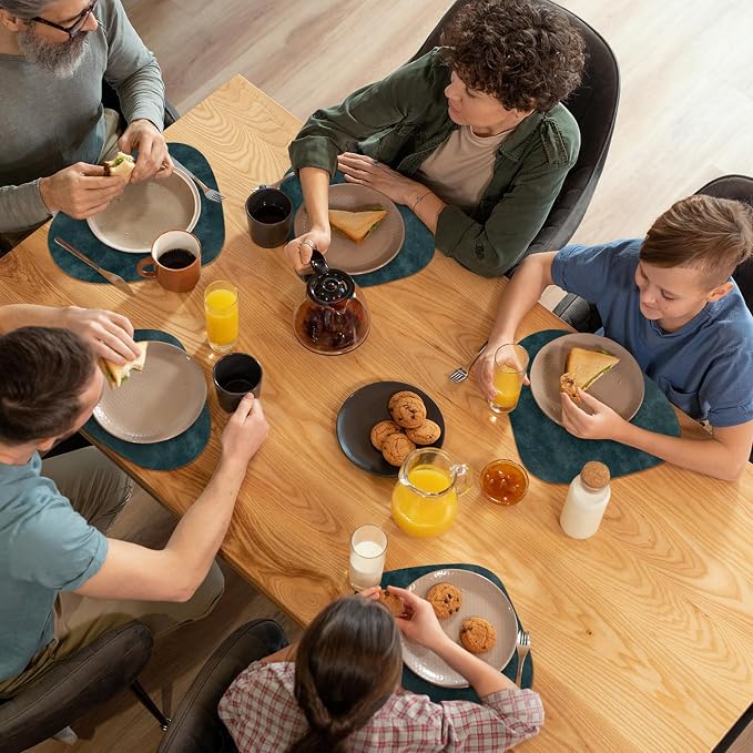 ADRIMER Placemats, Heat Resistant Round Placemats Set of 12 Washable 13 x 17 Inch, Waterproof Table Mats Wipeable for Kitchen, Dining Room Table Christmas Decor, Dark Blue - Image 7