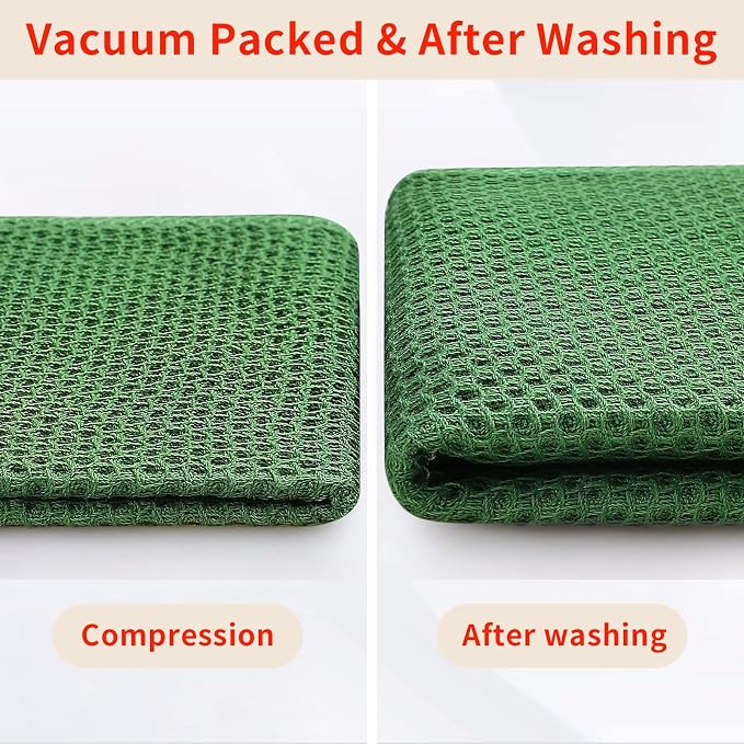 Homaxy 100% Cotton Waffle Weave Kitchen Towels, 15-Pack, Grass Green | Ultra Soft Absorbent Dish Towels, Quick Drying Cleaning Towels, 13 x 28 Inches - Image 7
