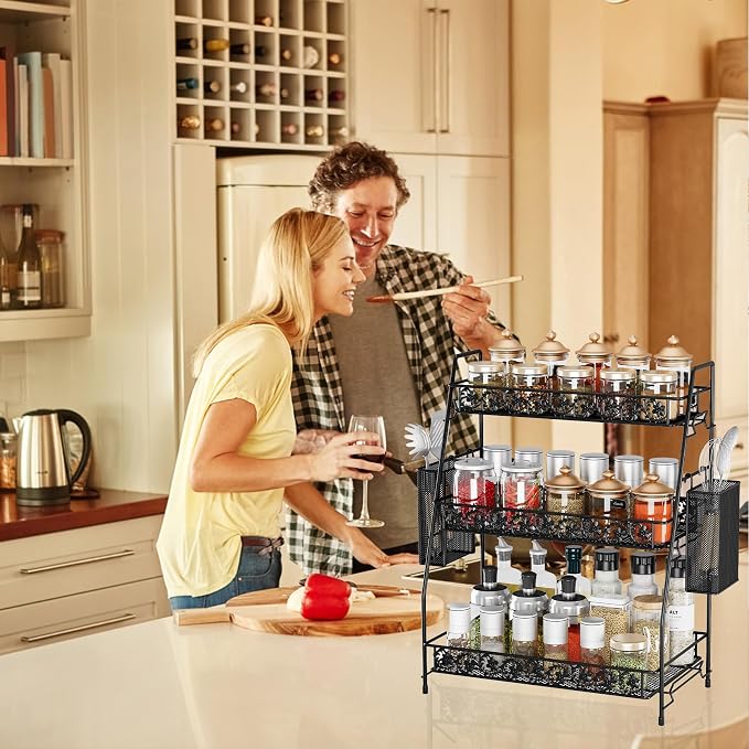 3 Tier Shelf Storage Rack Organizer for Countertop Spice Racks | Organizer for Spice Racks Snacks in Kitchen/Sink/Bedroom/Living room/Office/Plant Full Metal - Image 8