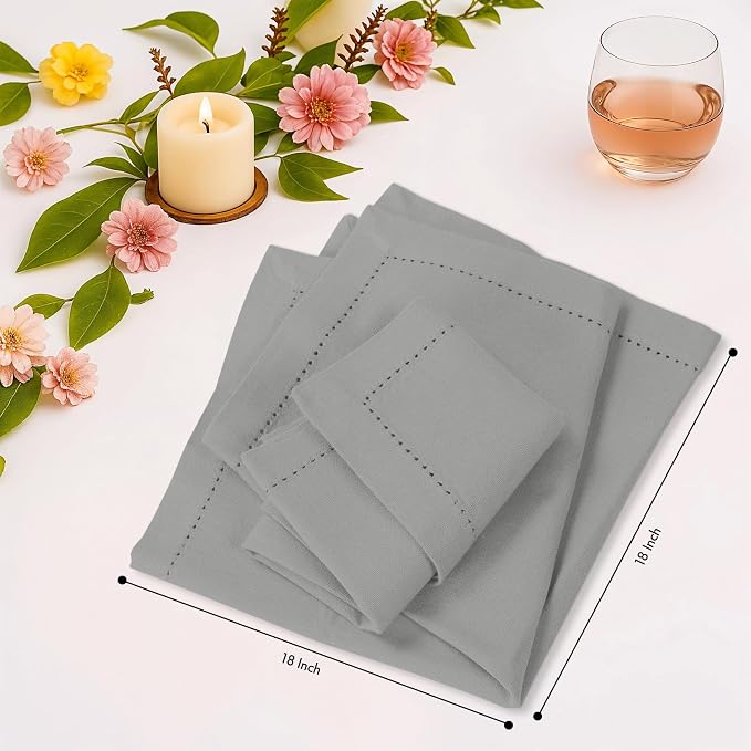 Ruvanti Cloth Napkins Set of 12, 100% Cotton High GSM 18x18 Inches, Hem Stitched Corners, Soft, Washable, Highly Durable & Absorbent, Perfect for Parties, Christmas, Thanksgiving Dinners – Wild Dove - Image 8