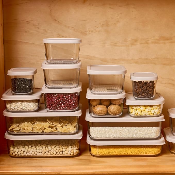 Glass Food Storage Containers with Lids — 12 Piece — 17.6 oz Glass with BPA-Free Leakproof Stackable Lids — Microwave, Oven & Dishwasher Safe — Ideal for Meal Prep & More - Cashew Cream - Image 11