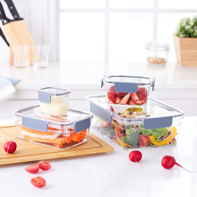 Amazon Basics Tritan Plastic Food Storage Containers with Airtight Locking Lids, 11 Containers, Clear, 22-Piece Set - Image 6