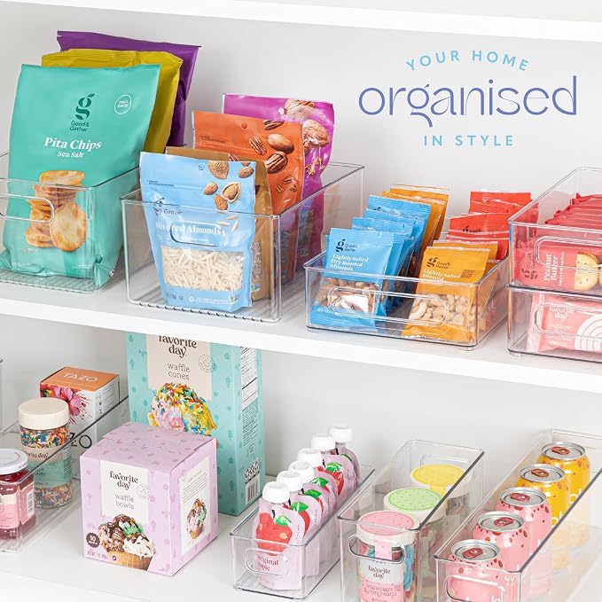 Plastic Food Storage Clear Container Bin with Handles for Organizing Kitchen, Pantry, Refrigerator, Freezer, Pantry, Cabinet, Closet, Bathroom. 10"X4"3" - Image 7