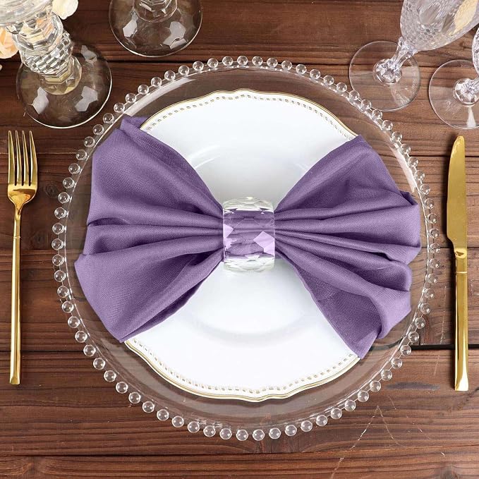 Efavormart Premium Cloth Napkins Set of 100, 20x20 Inch Violet Seamless Dinner Napkins, Washable Linen Table Napkin Cloth with Hemmed Edges for Weddings, Party and Banquet - Image 7