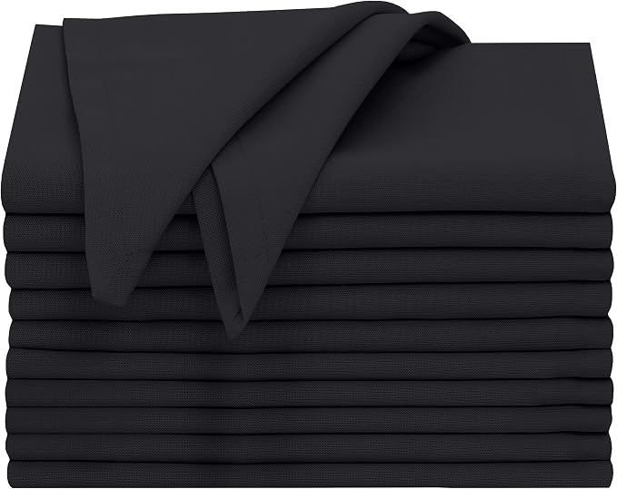 Ruvanti Cloth Napkins Set of 12, 18x18 Inches, 100% Cotton, Washable, Soft & Absorbent, Perfect for Wedding, Christmas, Thanksgiving Dinners - Black Beauty - Image 9
