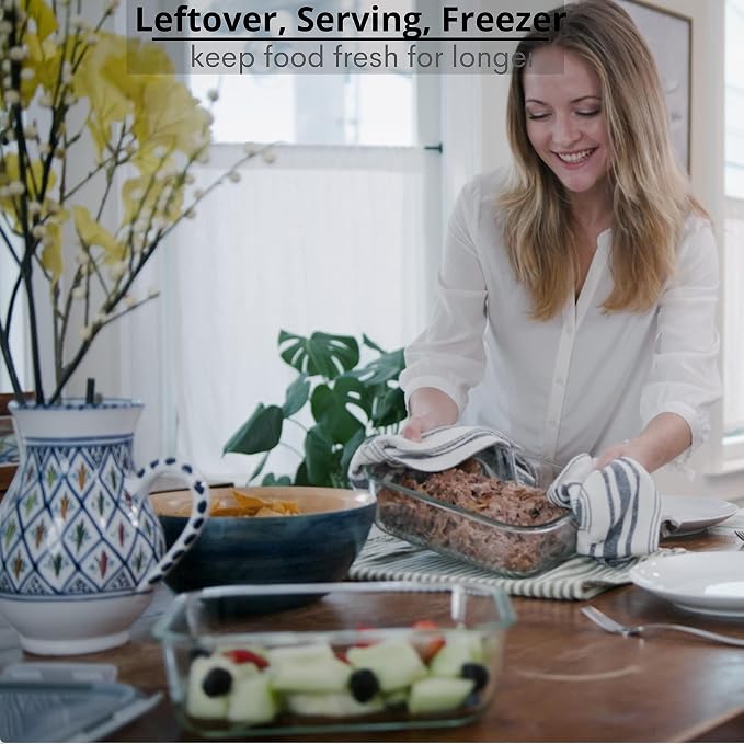 Razab 4 Pc Large Glass Food Storage Containers with Lids, Airtight, Leak Proof, BPA Free - Image 9