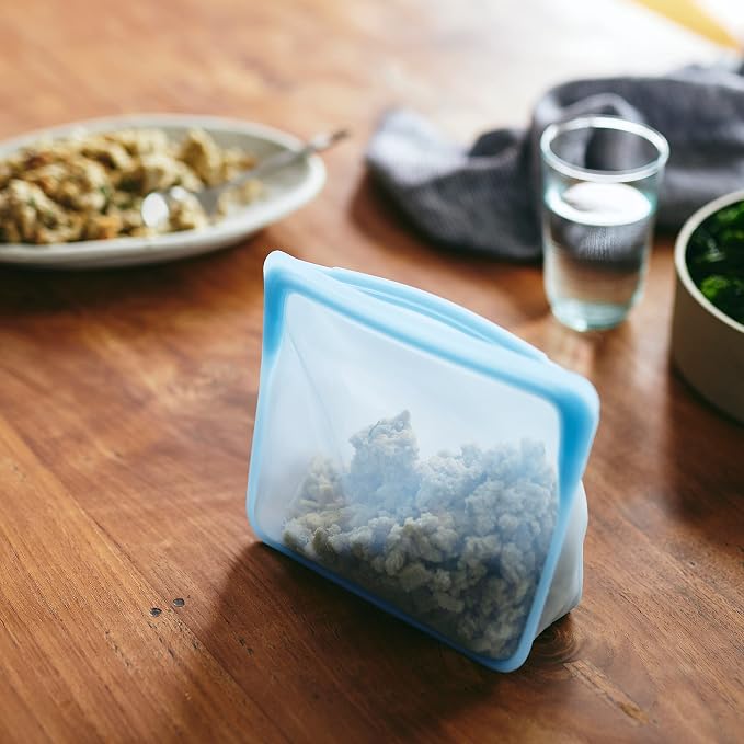 Stasher Silicone Reusable Storage Bag, 1/2 Gallon (Clear) & Silicone Reusable Storage Bag, Stand-Up Mini (Clear) - Image 7