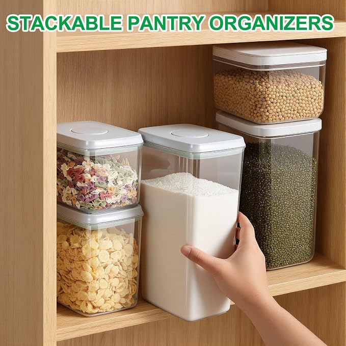 TBMax Flour Sugar Storage Container 3Pack 1.26+2.11+3.48 Quart, Airtight Food Storage Containers with Pop Up Lid & Measuring Scoop for Kitchen Pantry Organization - Image 7