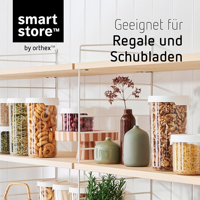 SmartStore Round Clear Dry Food Containers with Lids Starter Set of 6-20% Bio-based Plastic Storage Box with Lid, BPA Free, Dishwasher Safe - Kitchen Storage Containers 4x 0.75L, 2x 1.45L - Image 6