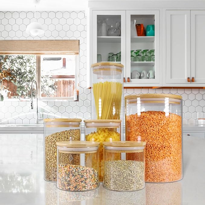 Glass Jars with Airtight Lids, Airtight Glass Canisters with Locking Lids, (Bamboo 100oz) - Image 6