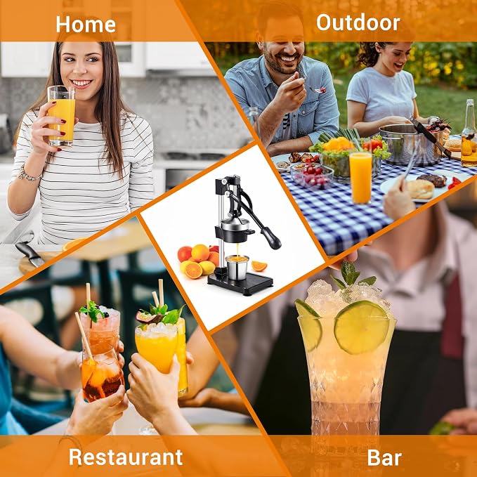 TONGCHANT Cast Iron Manual Juicer for Orange Lemon & Pomegranate, 17" Tall | Heavy Duty Orange Juicer Squeezer, Citrus Press, Hand Press Juicer, Stainless Steel Cup, Easy to Clean, Black - Image 7