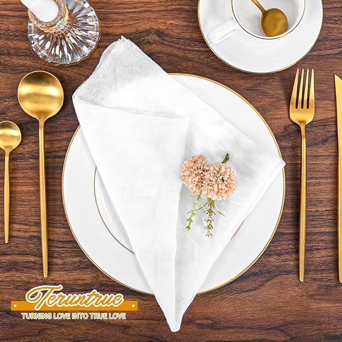 100 Pieces Cloth Napkins White Dinner Cheesecloth Napkins for Wedding,Wrinkled Cloth Napkins Bulk for Home Party Rustic Table Decoration, 17 x 17 Inch - Image 7