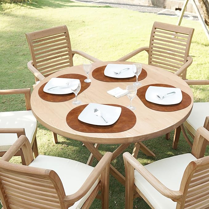 ADRIMER Placemats, Heat Resistant Oval Placemats Set of 12 Washable 12 x 17 Inch, Waterproof Table Mats, Wipeable Pu Place Mats for Kitchen, Dining Room, Turmeric Brown - Image 7