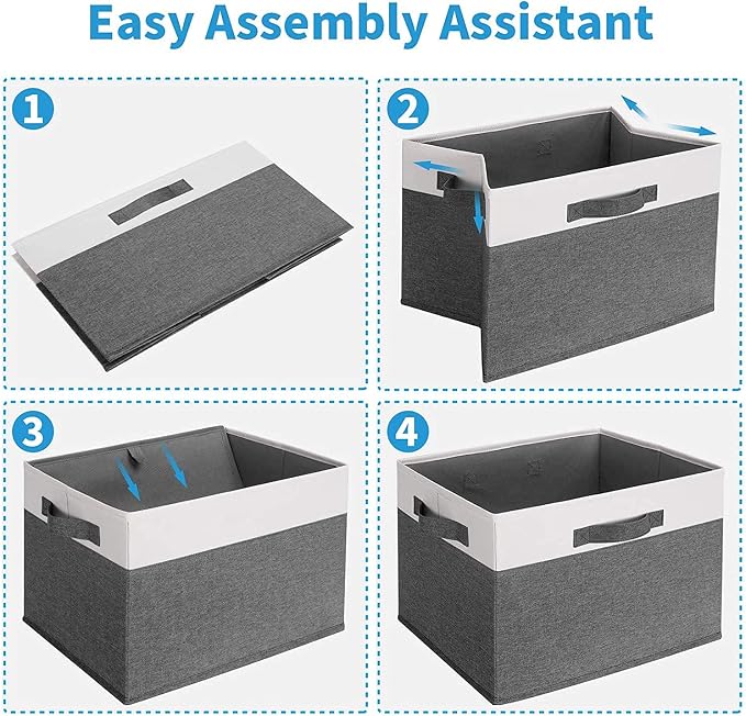 GhvyenntteS Large Fabric Storage Bins with 3 Handles, 15x11x9.6 Inch Storage Baskets for Shelves, Foldable Closet Storage Bins for Shelves, Closet Organizers and Storage Boxes 3 Pack - Image 9