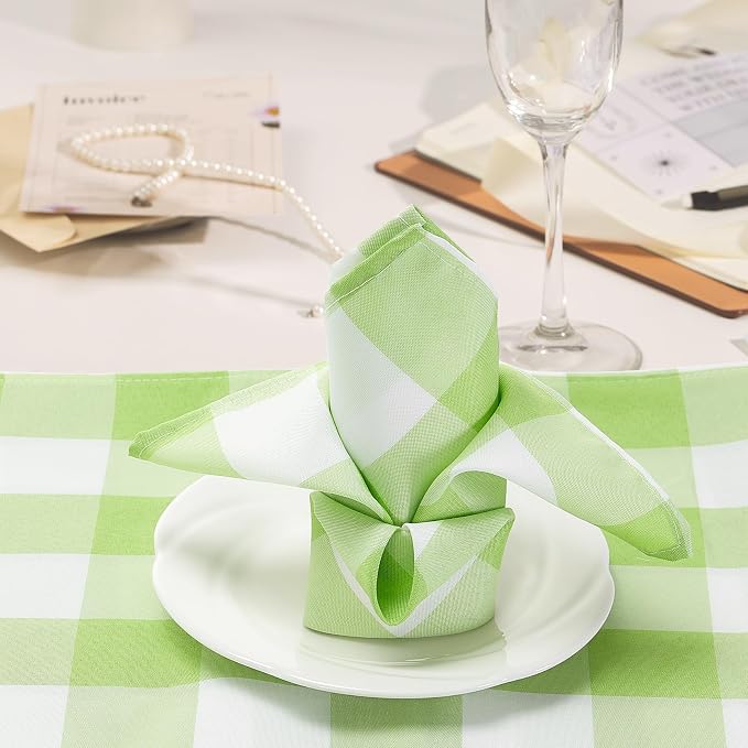 Buffalo Plaid Table Napkins Set of 50 Checkered Cloth Napkins 17x17 inch Washable Dinner Gingham Pattern Napkins Soft Napkins for Wedding Party Dining Banquet(Emerald and White) - Image 7