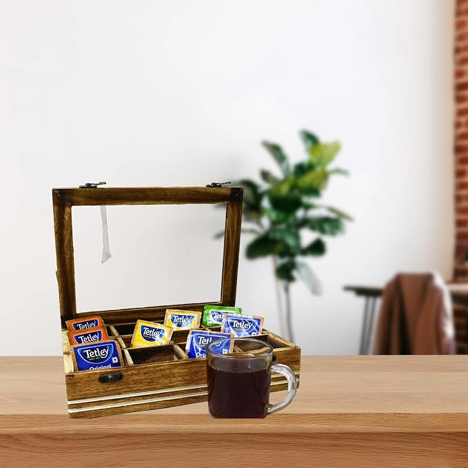 Wooden Tea Box - For Tea Bags Organiser - Engraved Hardwood Tea Chest with12 Compartments - Tea Storage Box Multi Functional - Wood Tea Box Organiser - 12 x 9 x 3 Inch (12 compartment box) - Image 8