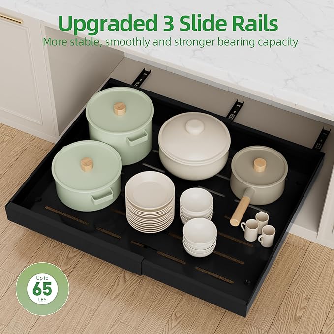 PAKETA 4 Pack Expandable Pull Out Cabinet Organizer,21" Deep | Pull Out Drawers for Cabinets with width from 15" to 26",Sliding Drawers for Cabinets with Upgrade 3 Slide Rails,hold 65 lbs - Image 7