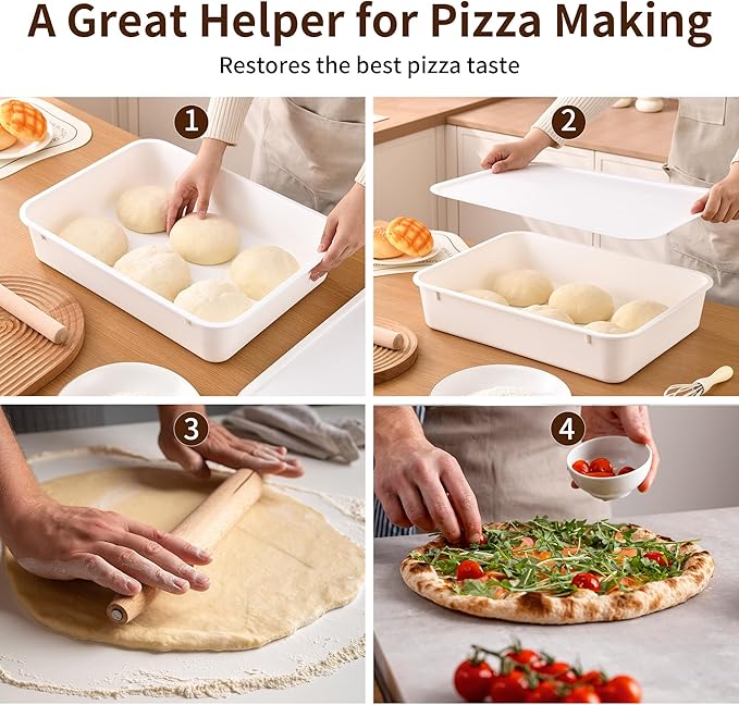 KONGDY 3-Pack Pizza Dough Proofing Box with Lids Dough Proofing Container | BPA-Free Commercial Storage Trays, 17.3"x13"x9.6" Bread Proofing Box for Pizza Dough Raiser Refrigerator Organization - Image 7