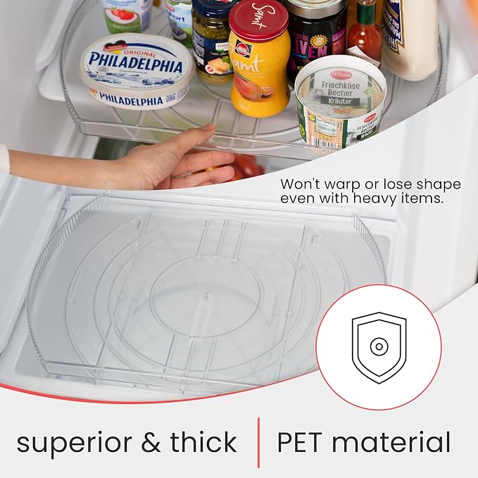 Lazy Susan for Refrigerator - 360° Turntable Refrigerator Organizer and Storage Tray for Fridge, Cabinet & Pantry - Rectangle Lazy Susan (16.5"x11.5"x1.5") - Image 8