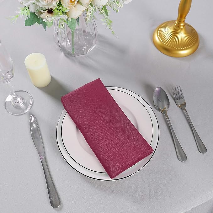 Cloth Napkins 20x20 inch Washable Polyester Dinner Napkins Soft Table Napkins for Wedding Party Dining Banquet(Burgundy,50PCS) - Image 7