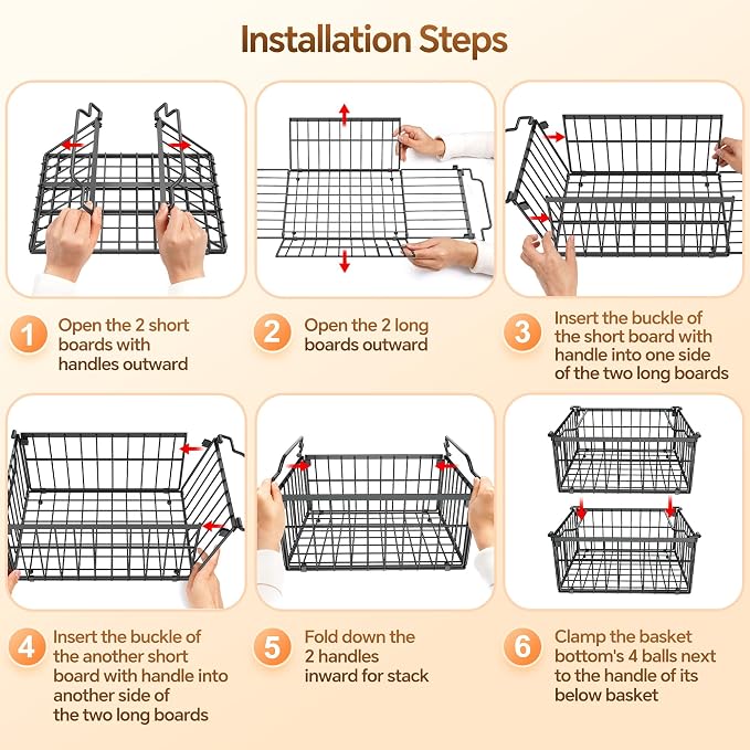 Freezer Organizer Bins, 3 Pack Enlarged Baskets for 5-9 Cu.FT Deep Freezer | Stackable Chest Freezer Organizer Bins, Foldable with Handles, Black Storage Container Baskets for Sort Frozen Meats - Image 8
