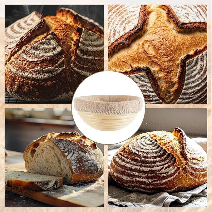 5 Inch Banneton Bread Proofing Basket Set of 6 with Linen Liner Cloth Mini Banneton Basket Proofing Baskets for Traditional Sourdough Bread Bakery Bowls for Professional & Home Bakers - Image 7