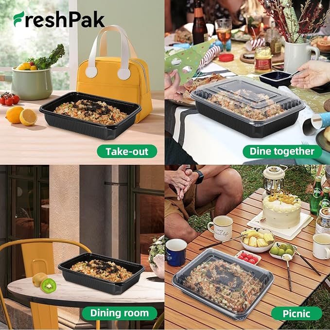 40-Pack 48oz Meal Prep Containers - Shrink Wrap Ready To Use | Large Leakproof Single Compartment To Go Boxes | BPA-Free, Microwave & Freezer Safe | Heavy-Duty Catering & Leftover Storage - Image 6